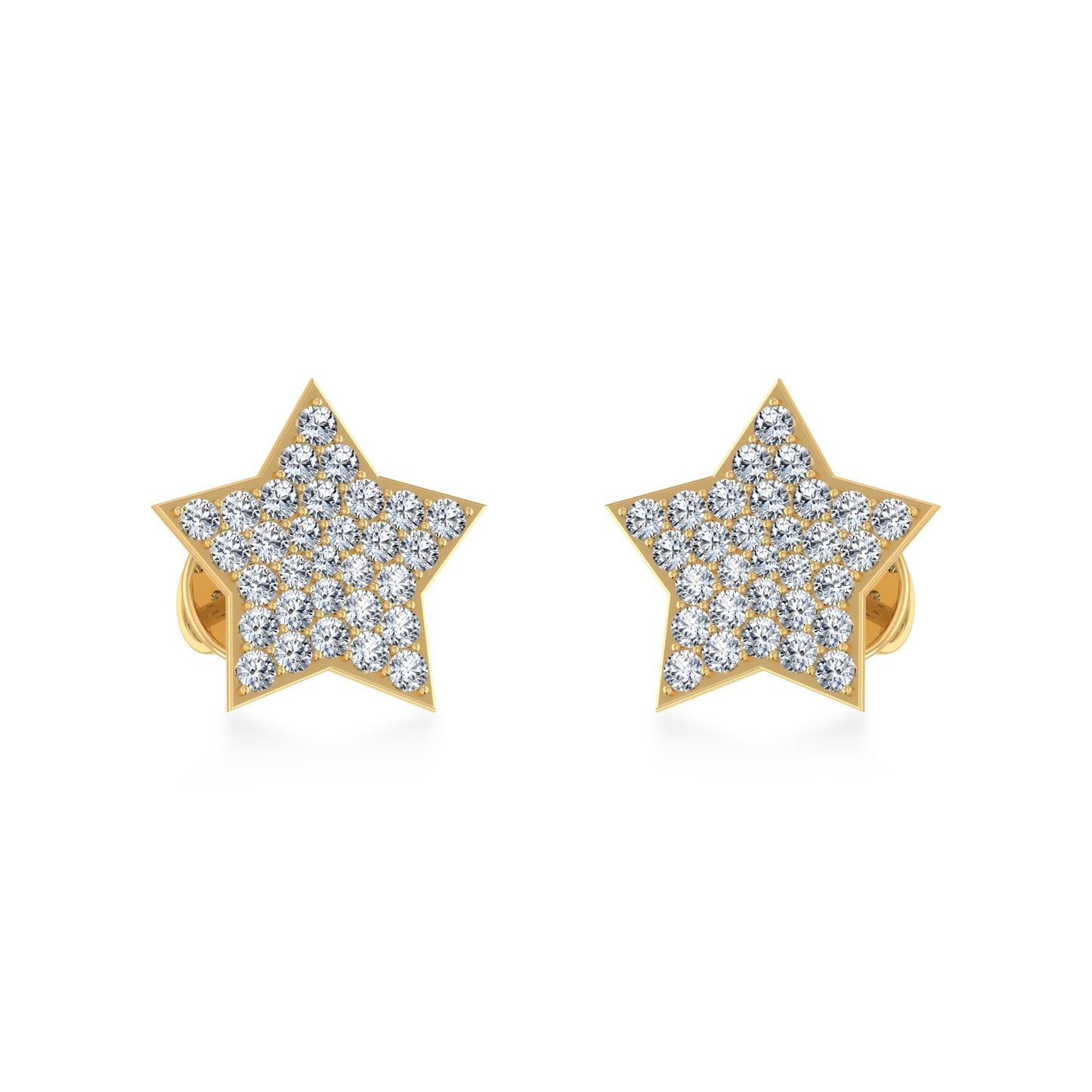 10K Yellow Gold Round Diamond Star Stud Earrings 1/4 Ctw