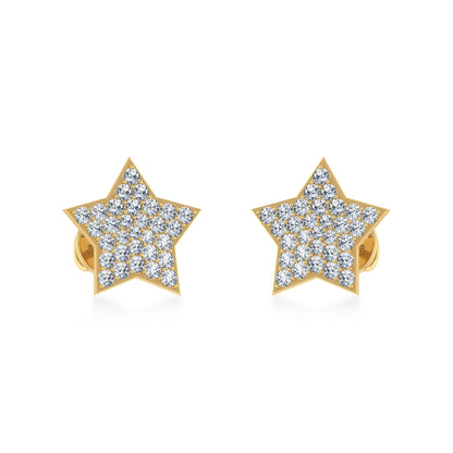 10K Yellow Gold Round Diamond Star Stud Earrings 1/4 Ctw
