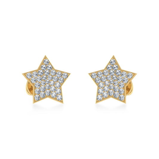 10K Yellow Gold Round Diamond Star Stud Earrings 1/4 Ctw