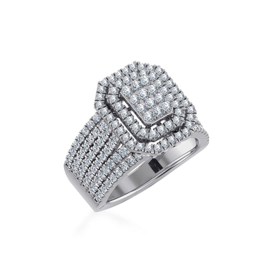 10K White Gold Round Diamond Womens Size 7 Designer Bridal Ring 1-1/2 Ctw