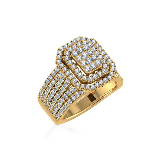 10K Yellow Gold Round Diamond Womens Size 7 Designer Bridal Ring 1-1/2 Ctw