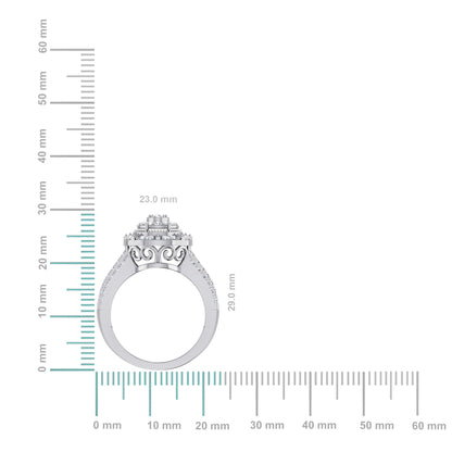 10K White Gold Round Diamond Womens Size 7 Designer Bridal Ring 1 Ctw