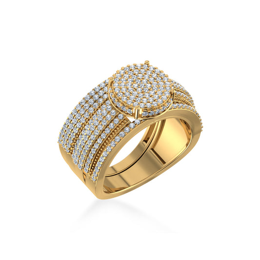 10K Yellow Gold Round Diamond Womens Designer Bridal Ring 7/8 Ctw