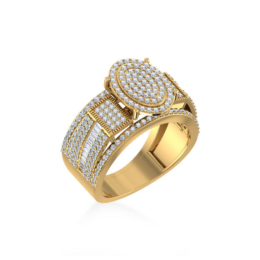 10K Yellow Gold Round Baguette Diamond Womens Oval Shape Size 7 Bridal Ring 1 Ctw