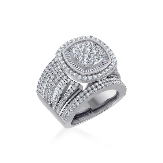 10K White Gold Round Diamond Womens Designer Bridal Ring 3 Ctw