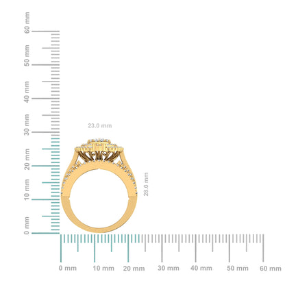 10K Yellow Gold Round Baguette Diamond Womens Size 7 Designer Bridal Ring 2-3/8 Ctw
