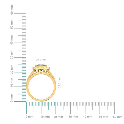 10K Yellow Gold Round Baguette Diamond Womens Heart Shape Designer Bridal Ring 1-1/6 Ctw