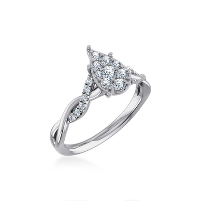 14K White Gold Round Diamond Womens Flower Designer Ring 1/2 Ctw