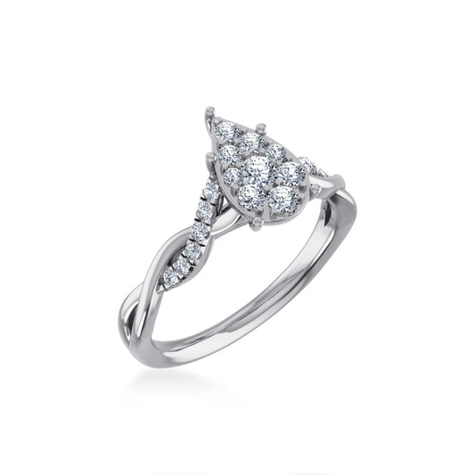 14K White Gold Round Diamond Womens Flower Designer Ring 1/2 Ctw