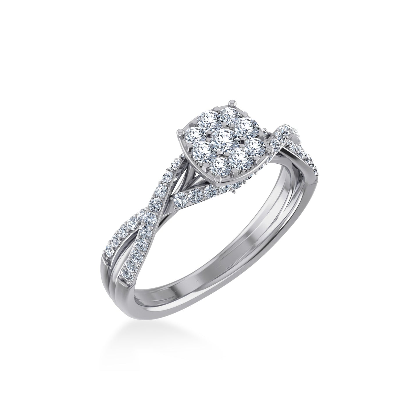 14K White Gold Round Diamond Womens Designer Ring 3/4 Ctw