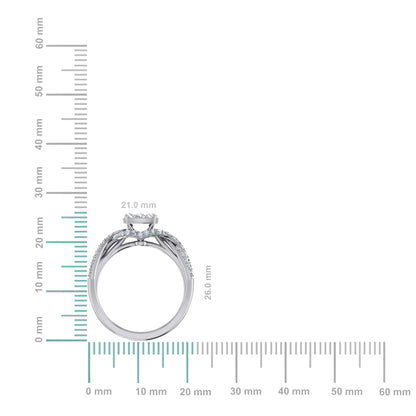14K White Gold Round Diamond Womens Designer Ring 3/4 Ctw