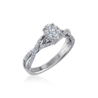 14K White Gold Round Diamond Womens Size 7 Designer Ring 5/8 Ctw