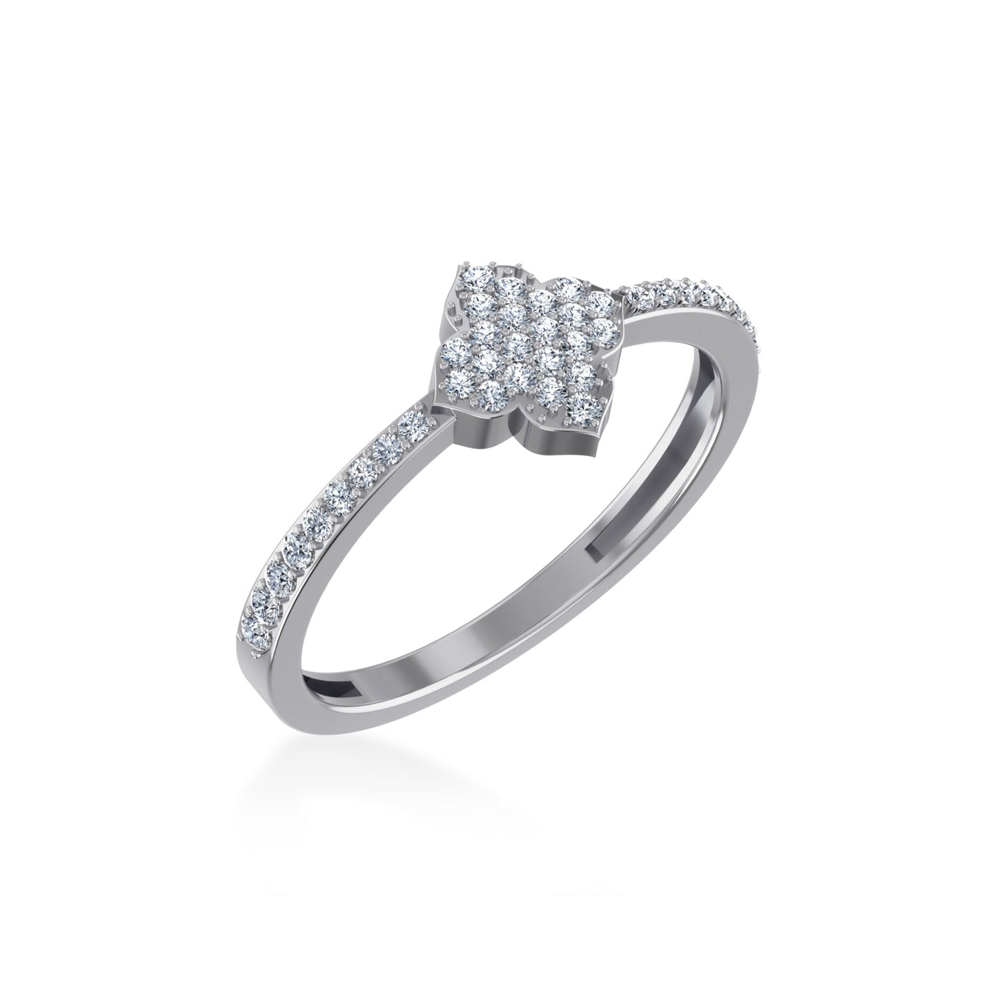 14K White Gold Round Diamond Womens Cluster Designer Ring 1/4 Ctw