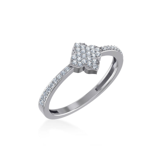 14K White Gold Round Diamond Womens Cluster Designer Ring 1/4 Ctw