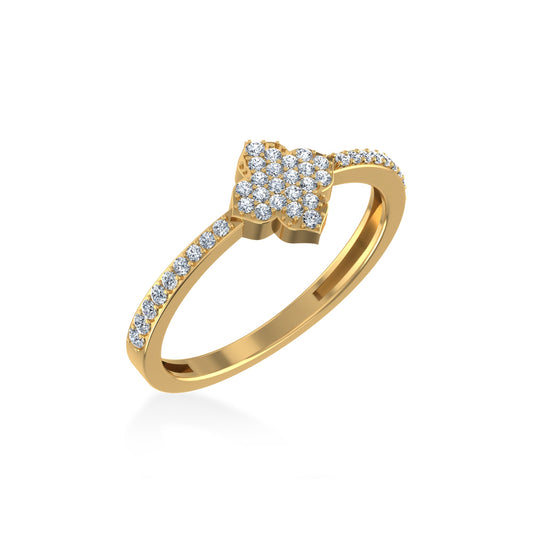 14K Yellow Gold Round Diamond Womens Size 7 Designer Ring 1/4 Ctw