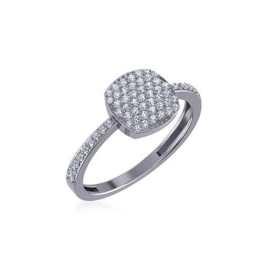 14K White Gold Round Diamond Womens Square Shape Size 7 Designer Ring 3/8 Ctw