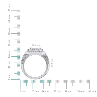 10K White Gold Round Diamond Designer Size 10 Mens Ring 2-3/4 Ctw