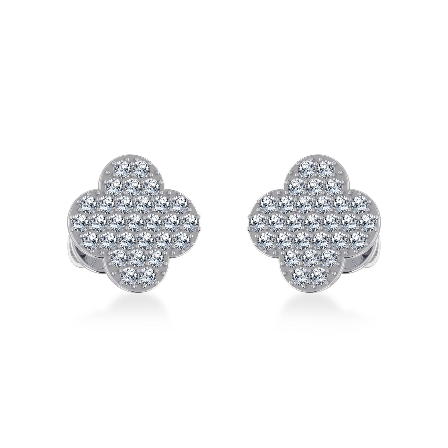 14K White Gold Diamond  Designer Stud Earring 1/4 Ctw