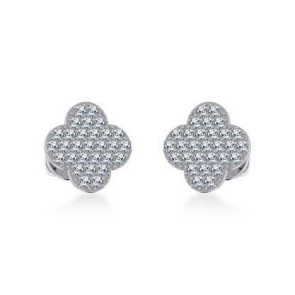 14K White Gold Diamond  Designer Stud Earring 1/4 Ctw