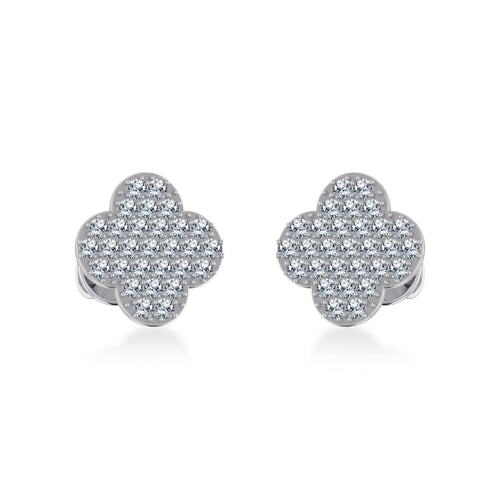 14K White Gold Diamond  Designer Stud Earring 1/4 Ctw