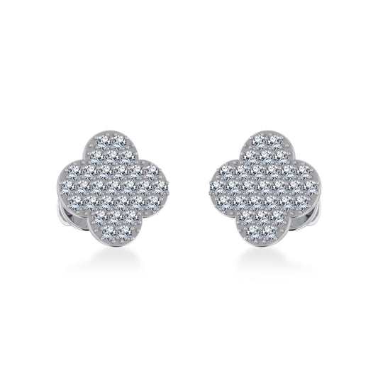 14K White Gold Diamond  Designer Stud Earring 1/4 Ctw