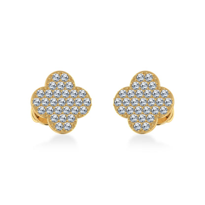 14K Yellow Gold Diamond  Designer Stud Earring 1/4 Ctw