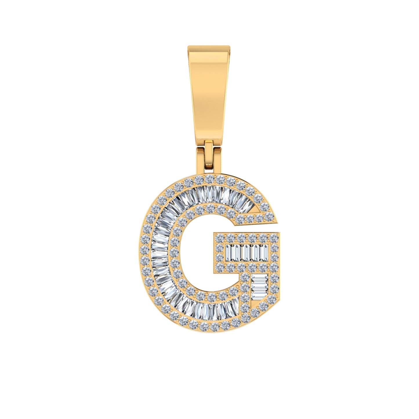 10K Yellow Gold Baguette Diamond Initial G Letter Pendant 1/2 Ctw