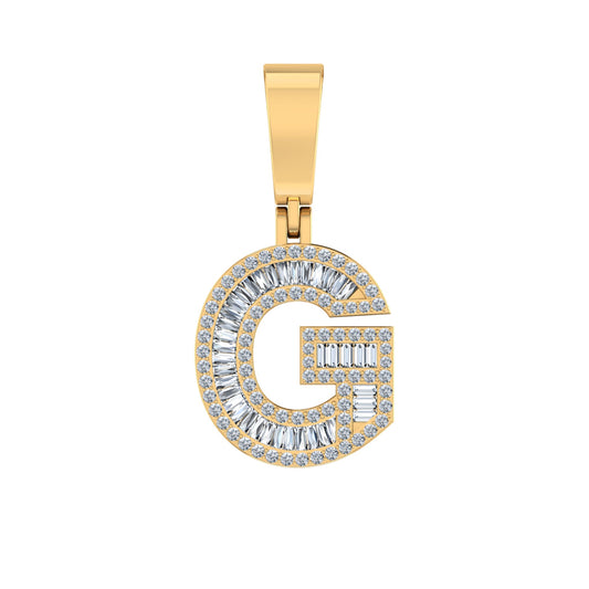 10K Yellow Gold Baguette Diamond Initial G Letter Pendant 1/2 Ctw
