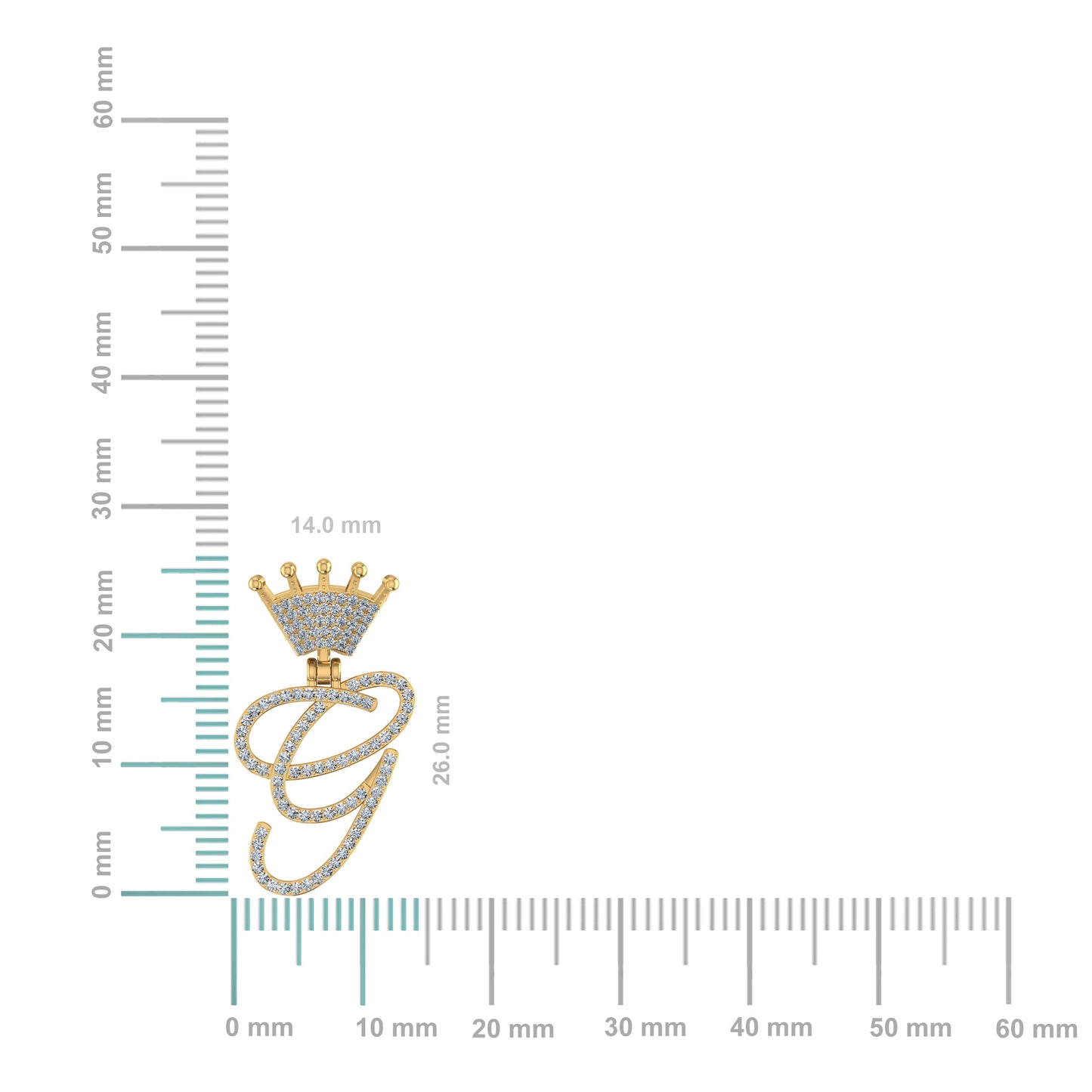 10K Yellow Gold Round Diamond Crown G Letter Initial Pendant 1/5 Ctw