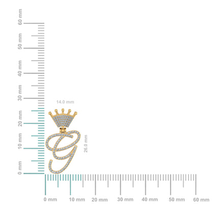 10K Yellow Gold Round Diamond Crown G Letter Initial Pendant 1/5 Ctw