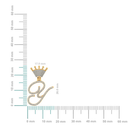 10K Yellow Gold Round Diamond Crown Y Letter Initial Pendant 1/5 Ctw