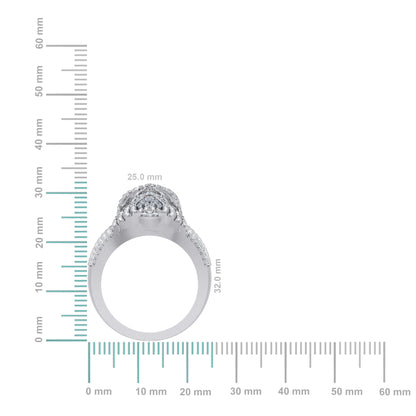 10K White Gold Round Diamond 3D Jesus Religious Size 10 Mens Ring 1-3/4 Ctw