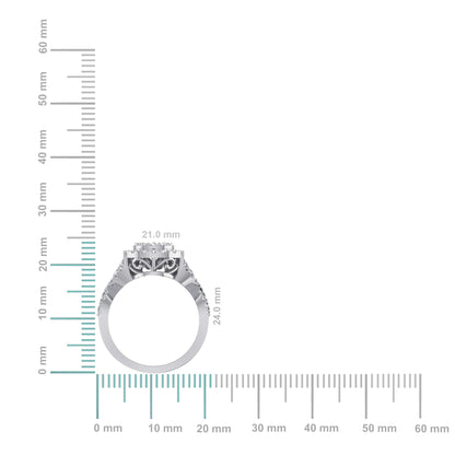 10K White Gold Round Diamond Pear Shape Halo Designer Womens Ring Size 7 1-3/8 Ctw