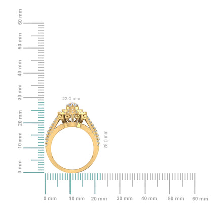 10K Yellow Gold Round Diamond Pear Shape Designer Womens Ring Size 7 1-7/8 Ctw