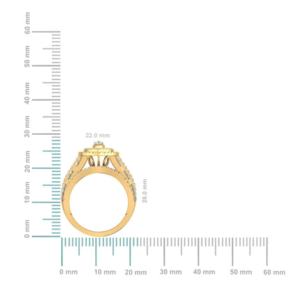 10K Yellow Gold Round Baguette Diamond Marquise Shape Designer Womens Ring Size 7 2 Ctw