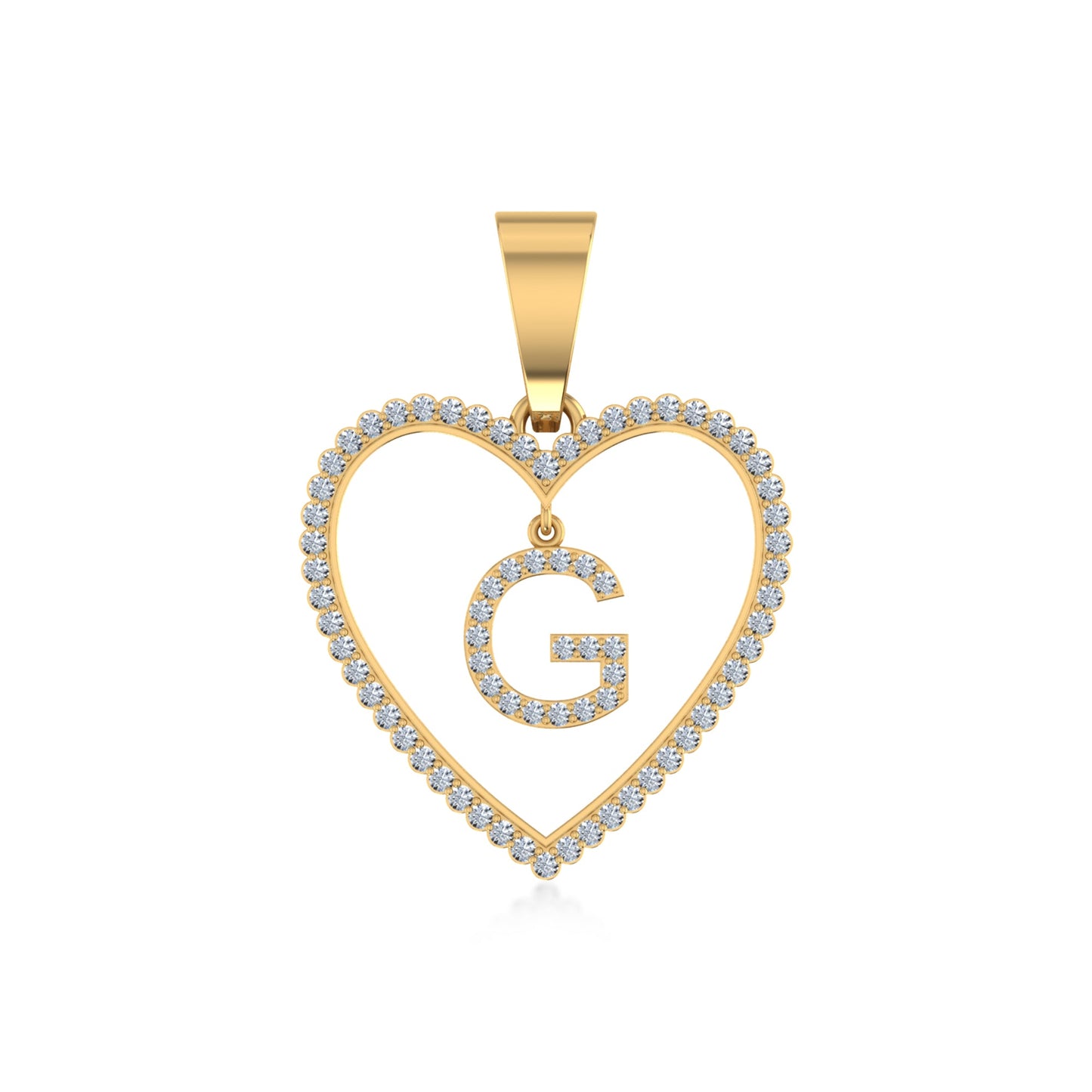 10K Yellow Gold Diamond Initial Heart G Letter Pendant 1/5 Ctw
