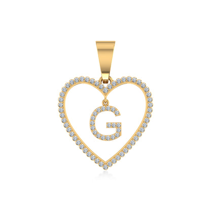 10K Yellow Gold Diamond Initial Heart G Letter Pendant 1/5 Ctw