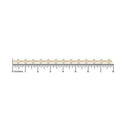 10K Yellow Gold Round Baguette Diamond Cross Religious 8 Inch Bracelet 3 Ctw