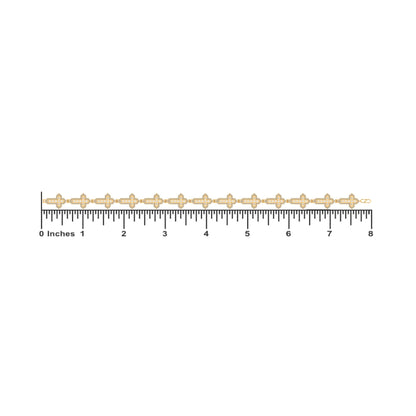 10K Yellow Gold Round Baguette Diamond Cross Religious 8 Inch Bracelet 2 Ctw
