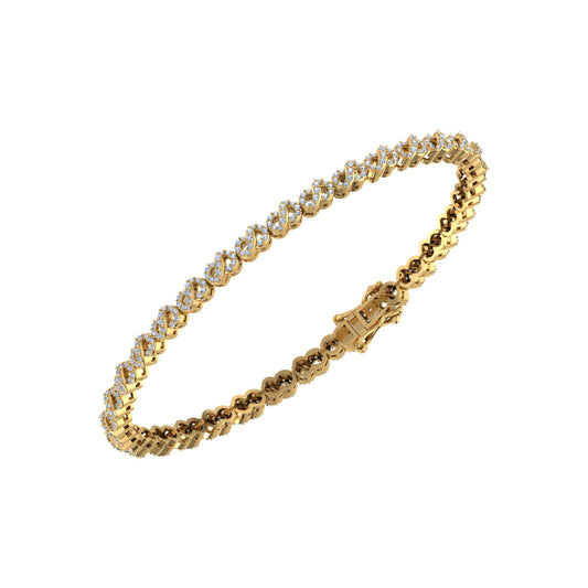 10K Yellow Gold Round Diamond Infinity Designer 7 Inch Bracelet 1-1/2 Ctw