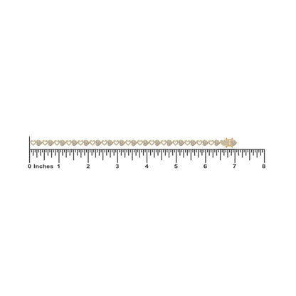 10K Yellow Gold Round Diamond Heart Designer 7 Inch Bracelet 2-1/6 Ctw