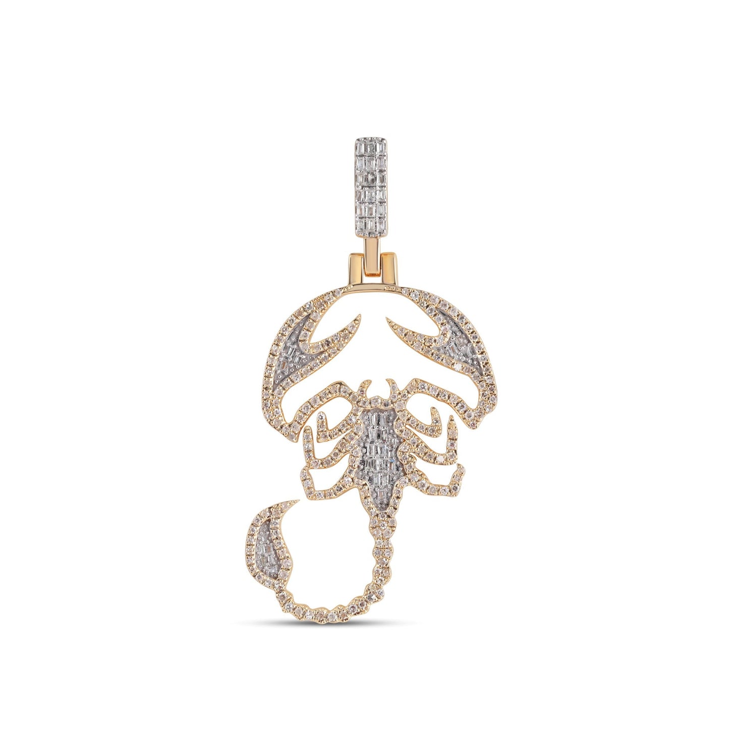 10K Yellow Gold Round Diamond Scorpion Animal Pendant 7/8 Ctw