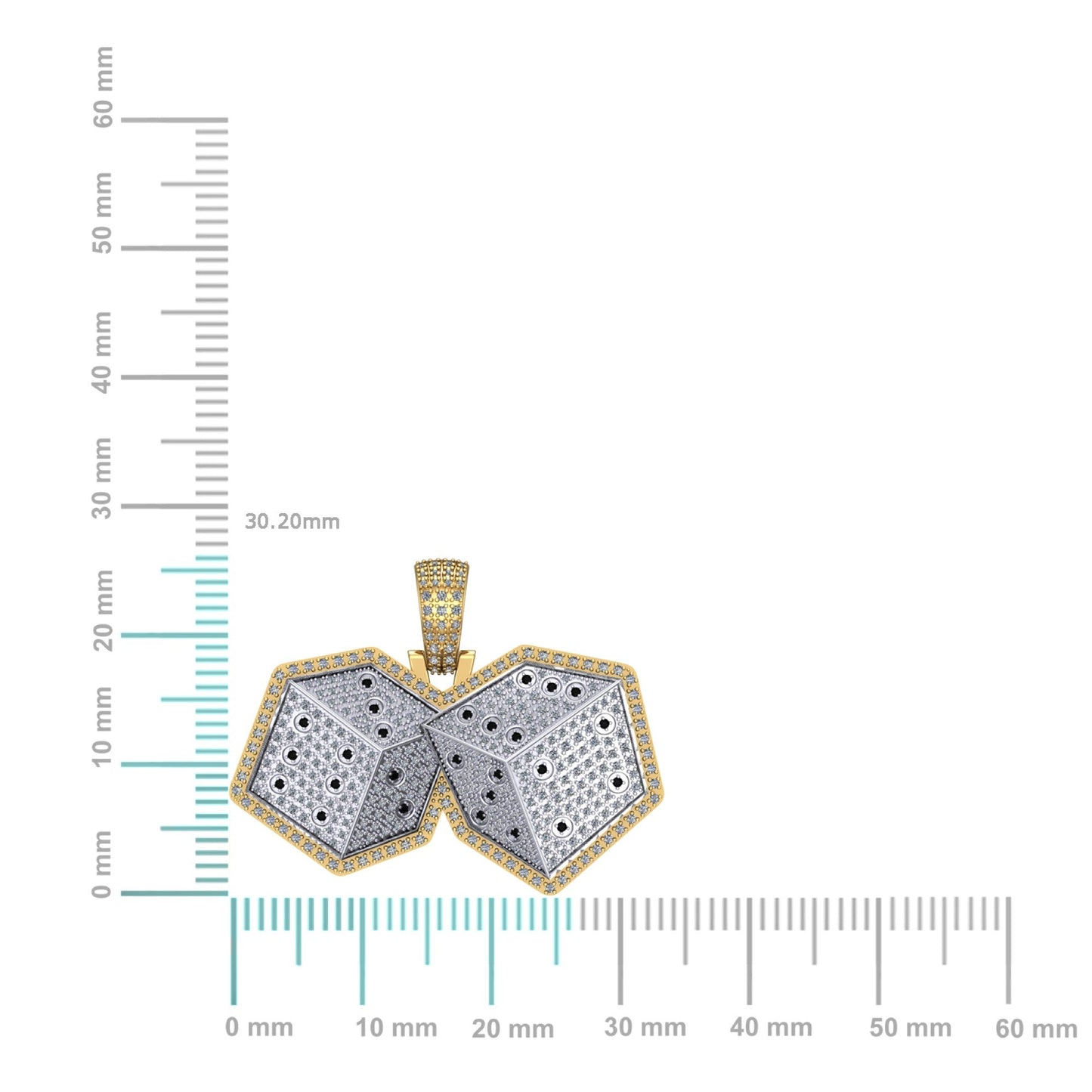 10K Yellow Gold Round Diamond Ludo Dice Designar Pendant 1-1/8 Ctw