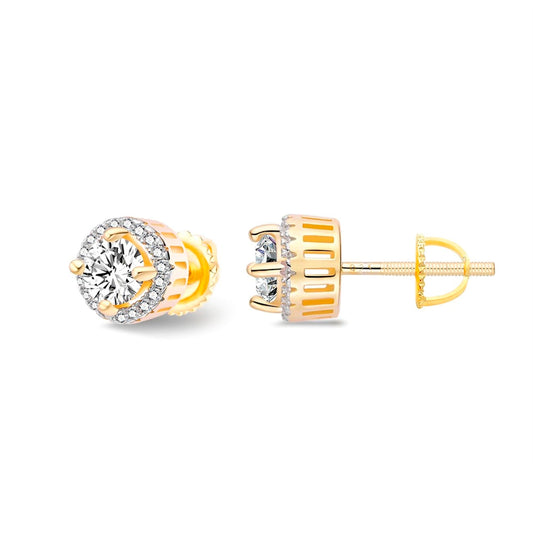 Sterling Silver Round Moissanite Designer Stud Earrings 1-1/4 Ctw