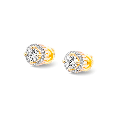 Sterling Silver Round Moissanite Designer Stud Earrings 1-1/4 Ctw
