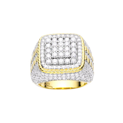 Sterling Silver Moissanite Carat Men Ring Size 10 (RP) 4-1/4 Ctw
