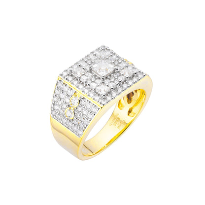 Sterling Silver Round Baguette Moissanite Square Shape Designer Size 9 Men Ring 2-3/8 Ctw