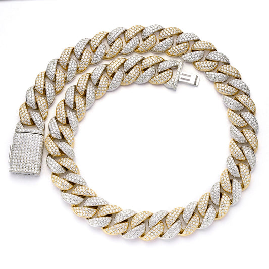 Sterling Silver Moissanite 20Mm Cuban Chain 22 Inch 50-1/4 Ctw