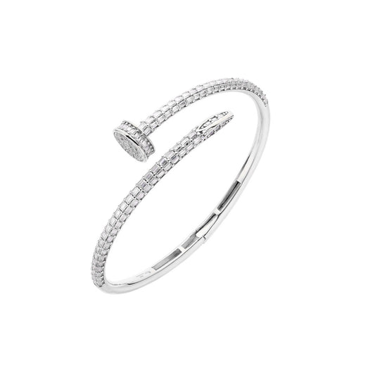 Sterling Silver Moissanite Baguette Bangle Bracelet 4 Ctw
