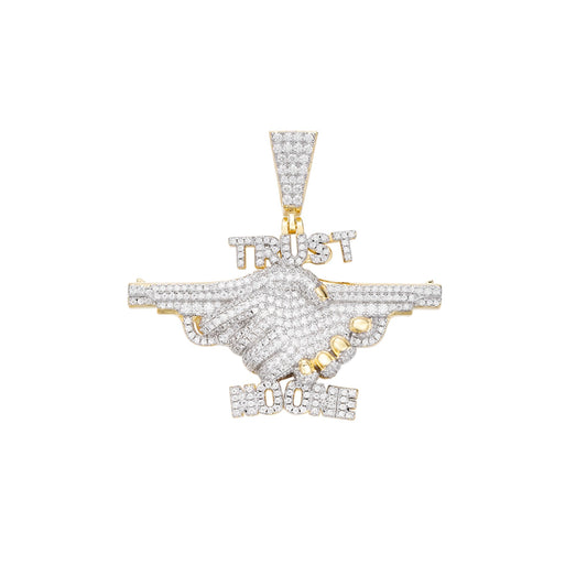 Sterling Silver Moissanite Designer Pendant 2-5/8 Ctw